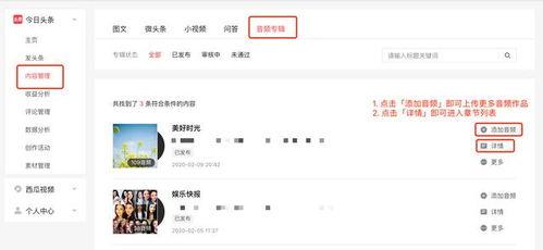 头条音频上传步骤图解,轻松掌握发布技巧